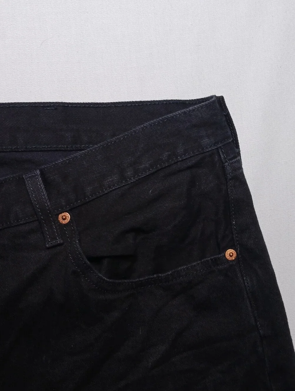 Levi's 501 Mens Original Fit Button Fly Jeans 44X30 Black Wash Stretch Denim